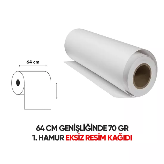 Garantili Eksiz Resim Kağıdı 70 gr 65 cm 10-12 metre uzunluğunda Tek Rulo Paket
