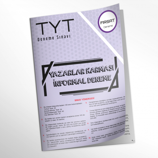 2024YKS- TYT Yazarlar Karması FIRSAT ÜRÜNÜ Türkiye Geneli D. Çözümlü Deneme Kitapçığı (Optik ekli)