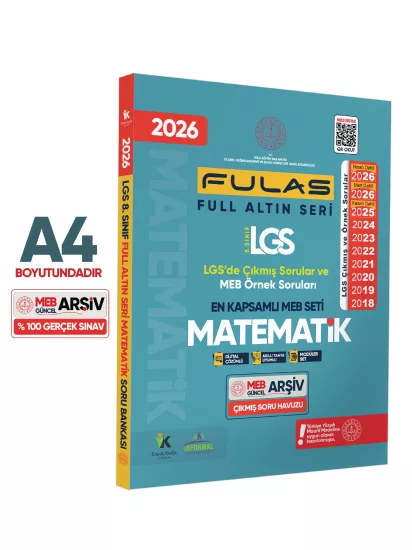 2026 8.Sınıf Full LGS Altın Seri (FULAS) MATEMATİK MEB Çıkmış Soru Bankası Modüler Seti Çözümlü