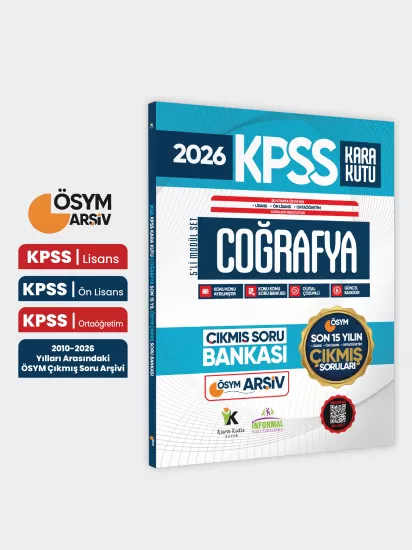 2026 FULLKPSS Lisans-Önlisans-Ortaöğretim Coğrafya’nın Kara Kutusu ÖSYM Çıkmış Soru Banka Son 15Yıl