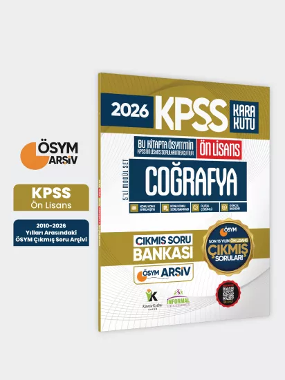 2026 FULLÖnLisans KPSS Coğrafya Kara Kutu ÖSYM Çıkmış Soru Bankası Son 15 Yıl (Sadece Ön Lisans)