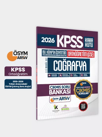 2026 FULLOrtaöğretim KPSS Coğrafya Kara Kutu ÖSYM Çıkmış Soru Bankası Son 15 Yıl(Sadece Ortaöğretim)