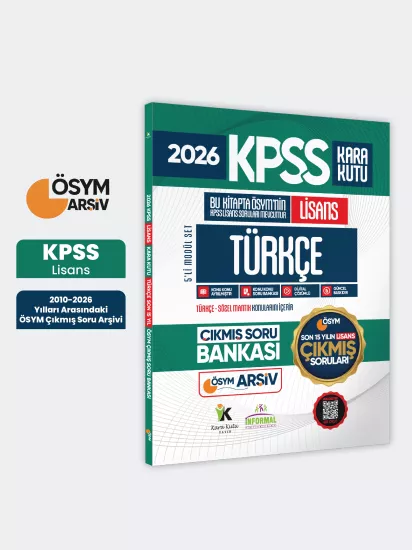 2026 FULLLisans KPSS Lisans Türkçe Kara Kutu ÖSYM Çıkmış Soru Bankası Son 15 Yıl(Sadece Lisans)