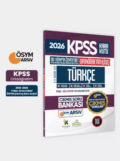 2026 FULLOrtaöğretim KPSS Türkçe Kara Kutu ÖSYM Çıkmış Soru Bankası Son 15 Yıl (Sadece Ortaöğretim)