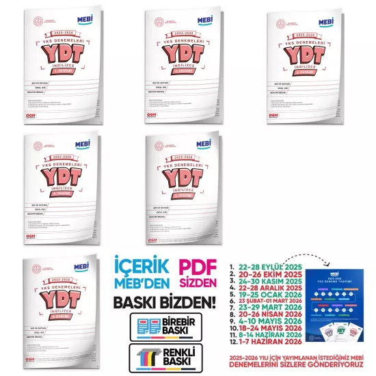 2026 ÖSYM YKS-YDT MEBİ OGM Deneme Paketi Güncel 6lı SET (Seri Deneme Paketi) BASKI ÜCRETİ