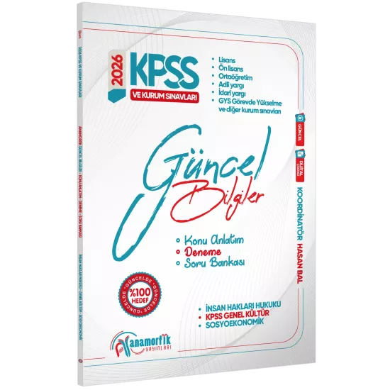 2026 Eylül KPSS Genel Kültür/Kurum Sınavları Güncel Bilgiler Konu Anlatım-Deneme-Soru Bankası