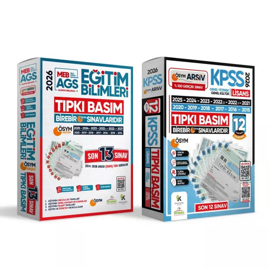 2026 KPSS Lisans ve MEB-AGS Eğitim Bilimleri ÖSYM Çıkmış Soru Tıpkı Basım 25li (12+13) Deneme Paketi