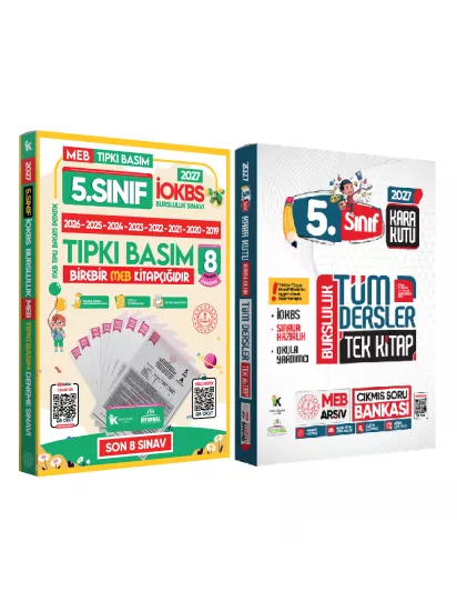 2027 5.Sınıf İOKBS PAKET 8li Tıpkı Basım/Tüm Dersler Tek Kitap Çözümlü Çıkmış Soru Bankası 2li Set