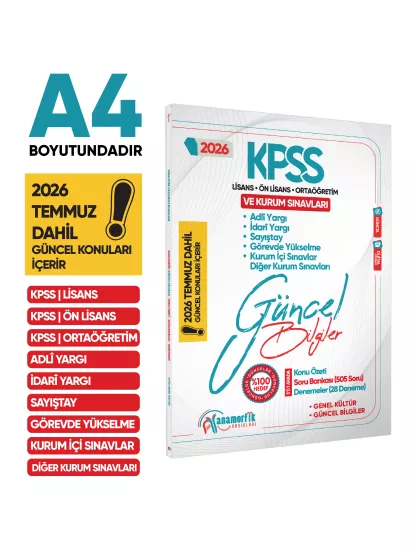 2026 KPSS Genel Kültür/Kurum Sınavları Güncel Bilgiler Konu Anlatım-Deneme-Soru Bankası DijitalÇözüm