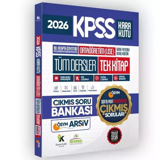 2026 FULLOrtaöğretim KPSS Tüm Dersler TEK Kitap ÖSYM Çıkmış Soru Bankası Son 15 Yıl (Sadece Lise)