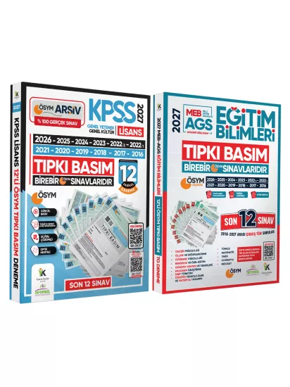 2027 KPSS Lisans ve MEB-AGS Eğitim Bilimleri ÖSYM Çıkmış Soru Tıpkı Basım 24lü (12+12) Deneme Paketi