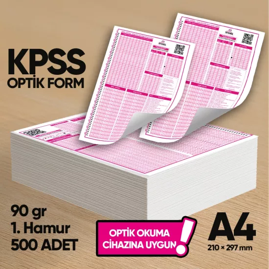 KPSS (GY-GK) Deneme Sınavları İçin 500 Adet (90.GR) Optik Form - Optik Okuma Uyumlu
