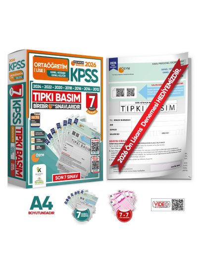 2026 KPSS ORTAÖĞRETİM-LİSE ÖSYM Çıkmış Soru Tıpkı Basım 7li Deneme Paketi TG Dijital Çözümlü