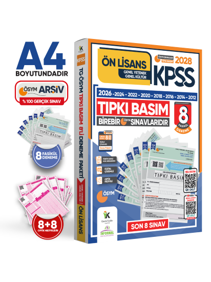 2028 KPSS Önlisans ÖSYM Çıkmış Soru Tıpkı Basım 8li Deneme Paketi Türkiye Geneli Dijital Çözümlü