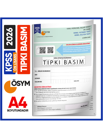2026 KPSS Önlisans ÖSYM Tıpkı Basım Çıkmış Soru Deneme Kitapçığı (Video Çözümlü Türkiye Geneli)