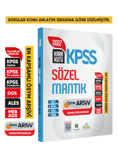 2027 KPSS SÖZEL MANTIK Kara Kutu ÖSYM Çıkmış Soru Havuzu Bankası Konu Özetli Dijital Çözümlü