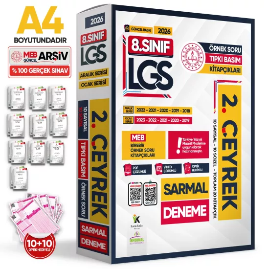 2026 8.Sınıf LGS 2.ÇEYREK Aralık-Ocak Ayı MEB Örnek Soru Tıpkı Basım Sarmal Deneme Paketi Çözümlü
