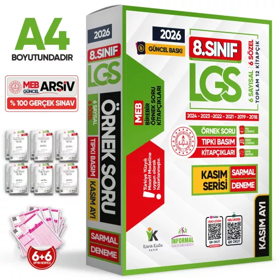 2026 8.Sınıf LGS Kasım Ayı MEB Örnek Soru Tıpkı Basım 6lı Sarmal Deneme Paketi Video/PDF Çözümlü