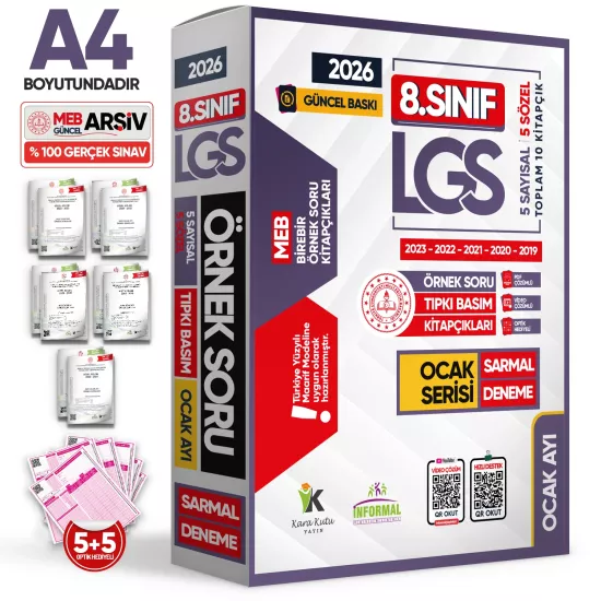 2026 8.Sınıf LGS Ocak Ayı MEB Örnek Soru Tıpkı Basım 5li Sarmal Deneme Paketi Video/PDF Çözümlü