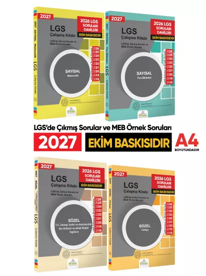 2027 LGS 8. Sınıf Çıkmış ve Örnek Sorular 4’lü Set (A4 Renkli)