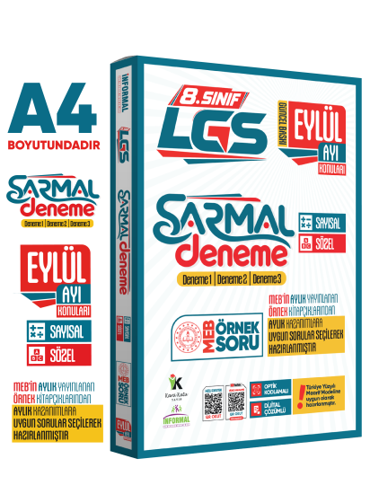2027 8.Sınıf LGS Eylül Ayı MEB Örnek Soru Tıpkı Basım 3lü Sarmal Deneme Paketi Dijital Çözümlü