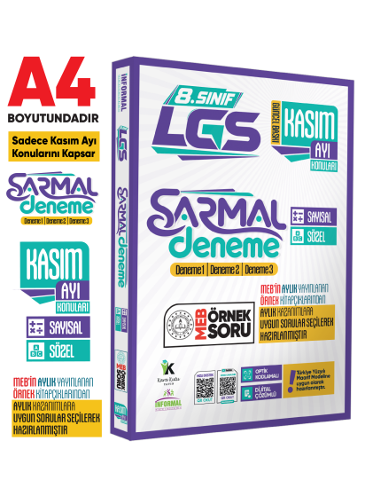 2027 8.Sınıf LGS Sadece KASIM AYI Konuları MEB Örnek Soruları 3lü Sarmal Deneme Paketi Çözümlü
