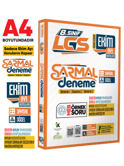 2027 8.Sınıf LGS Sadece EKİM AYI Konuları MEB Örnek Soruları 3lü Sarmal Deneme Paketi Çözümlü