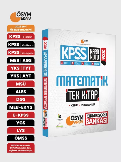 2026 KPSS Kara Kutu Matematik TEK KİTAP ÖSYM Arşiv Çıkmış Soru Bankası Konu Özetli Dijital Çözümlü