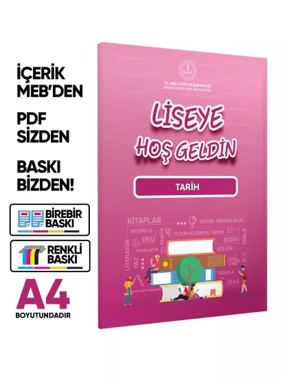 2027 MEBİ 9.10.11.Sınıf Maarif Modeli Yeni Müfredat LİSEYE HOŞGELDİN Tarih Kitabı BASKI ÜCRETİ