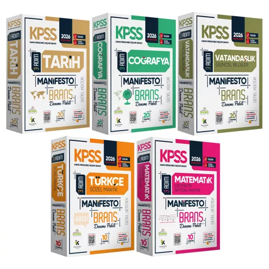 2026 KPSS Ön Lisans - Ortaöğretim 3 Adım 5li Manifesto Dijital Çözümlü Branş Deneme Seti