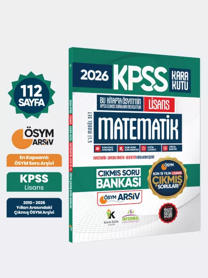 2026 FULLLisans KPSS Lisans Matematik Kara Kutu ÖSYM Çıkmış Soru Bankası Son 15 Yıl(Sadece Lisans)