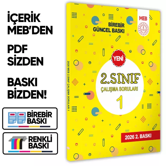 2026 MEB İlkokul 2.Sınıf Çalışma Soruları 1 Tüm Dersler Kazanım Pekiştirme Kitabı BASKI ÜCRETİ