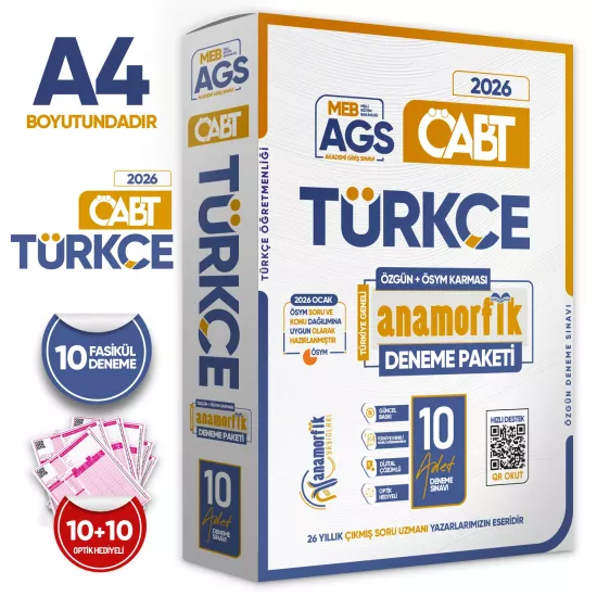 2026 MEB-AGS ÖABT Anamorfik TÜRKÇE Öğretmenliği Özgün 10lu Deneme Dijital Çözümlü Türkiye Geneli