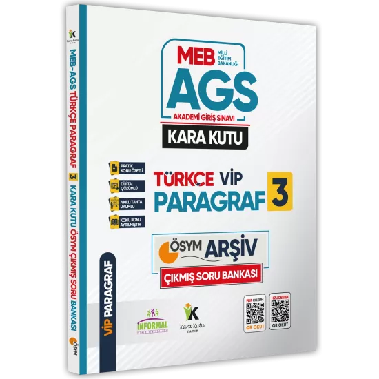 MEB-AGS Türkçenin Kara Kutusu VİP PARAGRAF 3 ÖSYM Çıkmış Soru Arşivi Bankası Konu Özetli Çözümlü 