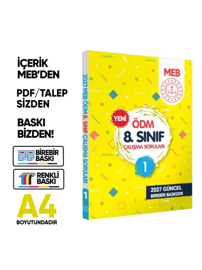 2027 LGS MEB Çalışma Soruları Soru Bankası ÖDM 8.Sınıf Çalışma Kitabı 1 BASKI ÜCRETİ