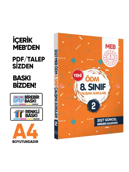 2027 LGS MEB Çalışma Soruları Ölçme Değerlendirme Merkezi ÖDM 8.Sınıf Çalışma Kitabı 2 BASKI ÜCRETİ