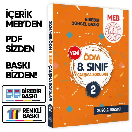 2026 LGS MEB Çalışma Soruları Ölçme Değerlendirme Merkezi ÖDM 8.Sınıf Çalışma Kitabı 2 BASKI ÜCRETİ