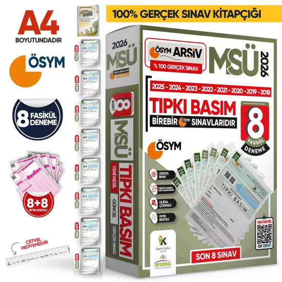 2026 MSÜ ÖSYM Çıkmış Soru Tıpkı Basım 8li Deneme Paketi Türkiye Geneli Video ve Dijital Çözümlü
