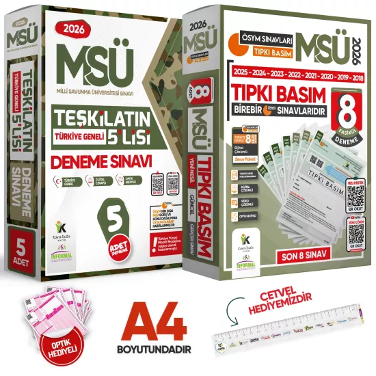 2026 MSÜ ÖSYM Çıkmış Soru 8li Tıpkı Basım ve Teşkilatın 5lisi Özgün Deneme 2li Set Türkiye Geneli