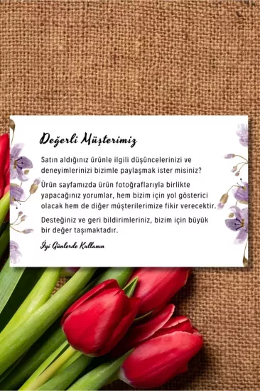 Müşteri Deneyimi ve Yorum Artırıcı Teşekkür Kartı 300 adet 8 cmx5 cm Yüksek Kaliteli 300 gr Kuşe