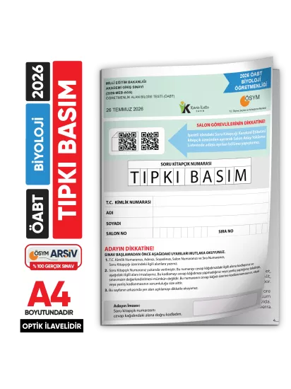 2026 MEB-AGS ÖABT Biyoloji Öğretmenliği ÖSYM Tıpkı Basım Kitapçığı Türkiye Geneli Deneme