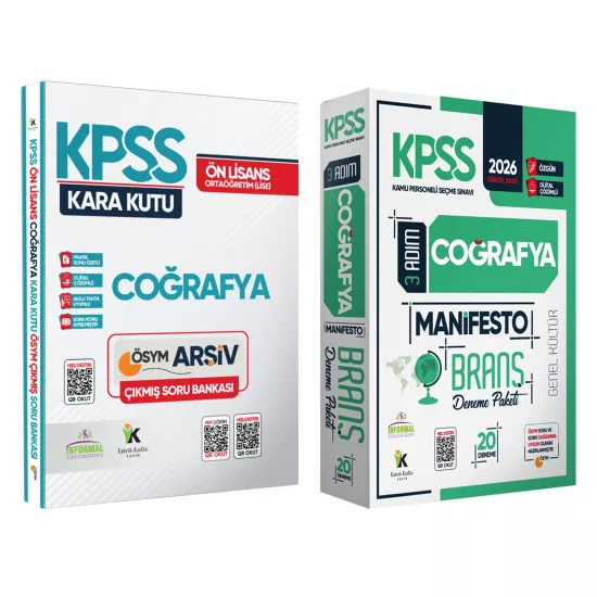 2026 KPSS Ön Lisans Coğrafya Kara Kutu Soru Bankası ve Manifesto Çözümlü Branş Deneme 2li Seti