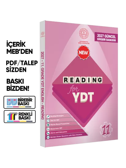 2027 YDT MEBİ İngilizce 11.Sınıf Reading Okuma-Anlama Kitabı Soru Bankası Video Çözümlü BASKI ÜCRETİ