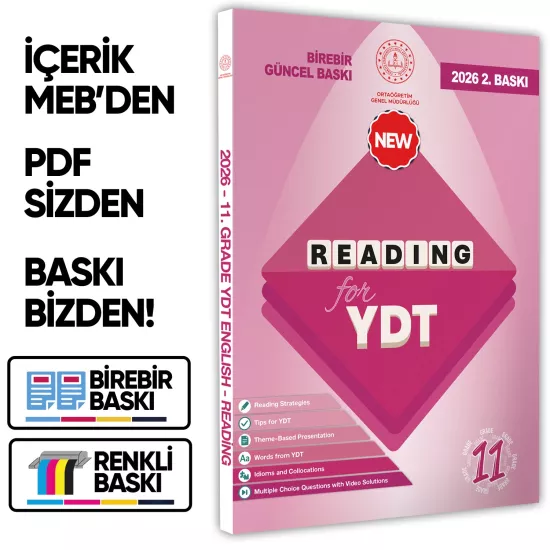 2026 YDT MEBİ İngilizce 11.Sınıf Reading Okuma-Anlama Kitabı Soru Bankası Video Çözümlü BASKI ÜCRETİ