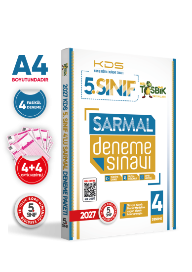 2027 5.Sınıf Yeni Sistem KDS SARMAL Deneme Paketi 4lü Türkiye Geneli D.Çözümlü Hızlı Tosbik Yayın