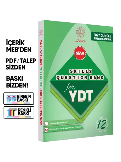 2027 YDT MEBİ İngilizce 12.Sınıf Skills Question Bank (Beceri Temelli Soru Bankası) BASKI ÜCRETİ