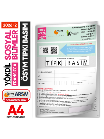 2026/2 YÖKDİL Fransızca SOSYAL Bilimler ÖSYM Çıkmış Soru Tıpkı Basım Deneme Kitapçığı Türkiye Geneli