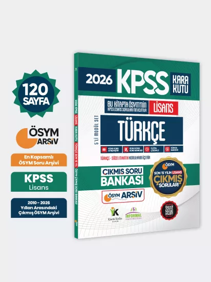 2026 FULLLisans KPSS Lisans Türkçe Kara Kutu ÖSYM Çıkmış Soru Bankası Son 15 Yıl(Sadece Lisans)