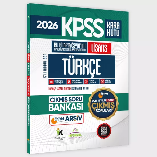 2026 FULLLisans KPSS Lisans Türkçe Kara Kutu ÖSYM Çıkmış Soru Bankası Son 15 Yıl(Sadece Lisans)