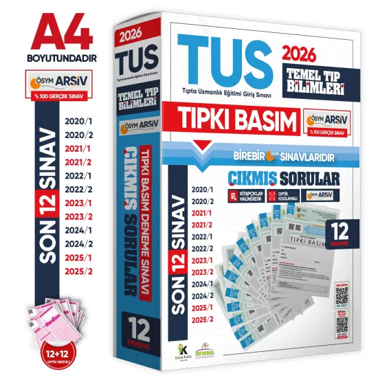  2026 TUS Temel Tıp Bilimleri ÖSYM Çıkmış Soru Tıpkı Basım Son 6 Yıl 12li Deneme Kitapçığı